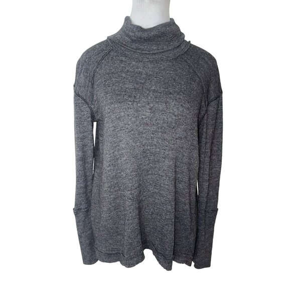 Free People We The Free Charcoal Split Back Turtleneck Sweater Size XS - Picture 1 of 7